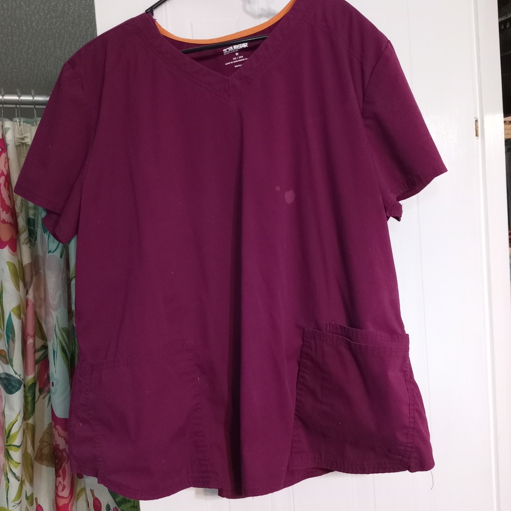 Scrubstar Burgundy V-Neck Scrub Top